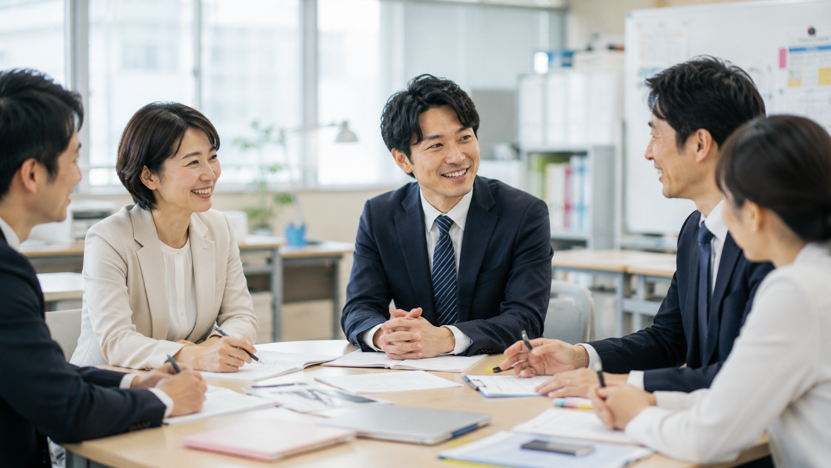 教職員が学び合い対話する様子